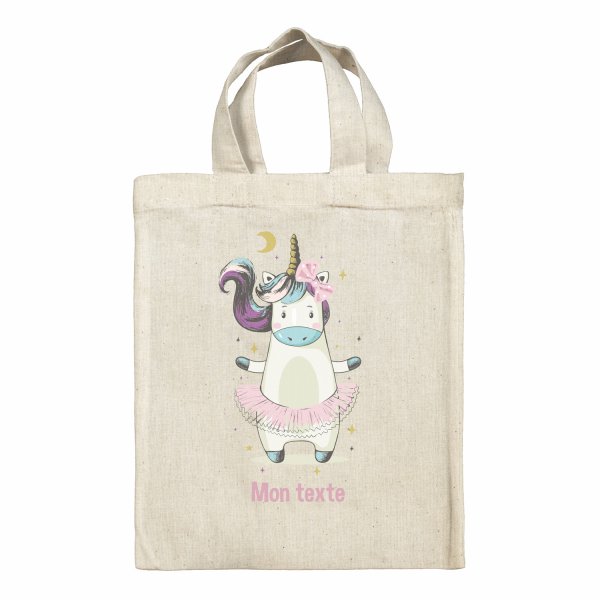 Borsa tote bag, contenitore porta-pranzo personalizzato - Ballerina, unicorno