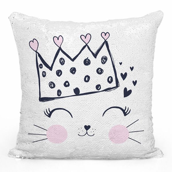 Cuscino con paillette, magico, personalizzato - Regina dei gatti