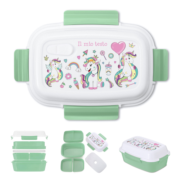 Lunch box personalizzata - 3 Unicorni