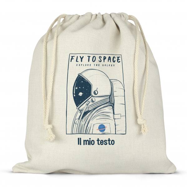 Borsa per contenitore porta-pranzo, con lacci, personalizzata - Fly to space