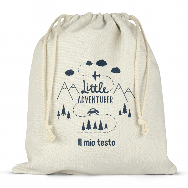 Borsa per contenitore porta-pranzo, con lacci, personalizzata - Little adventurer