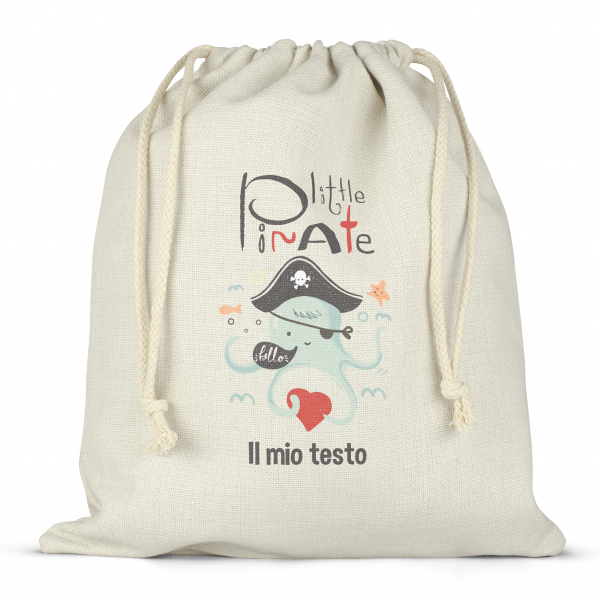 Borsa per contenitore porta-pranzo, con lacci, personalizzata - Little pirate