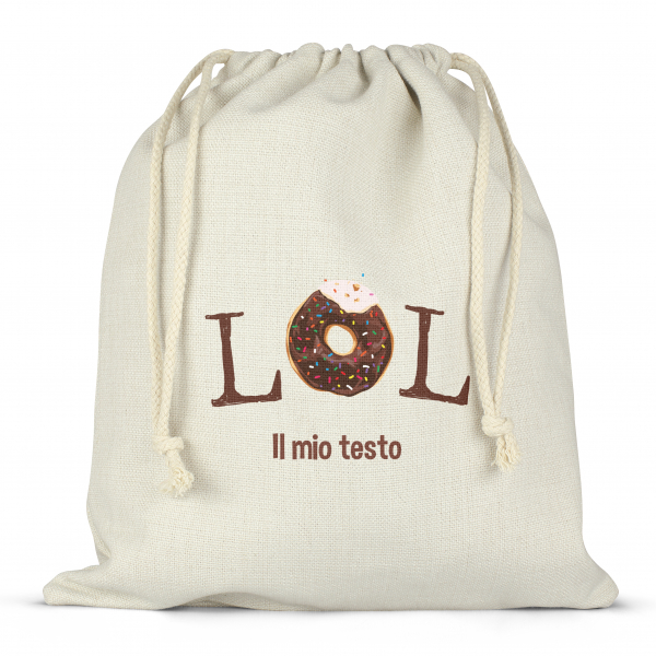 Borsa per contenitore porta-pranzo, con lacci, personalizzata - LOL