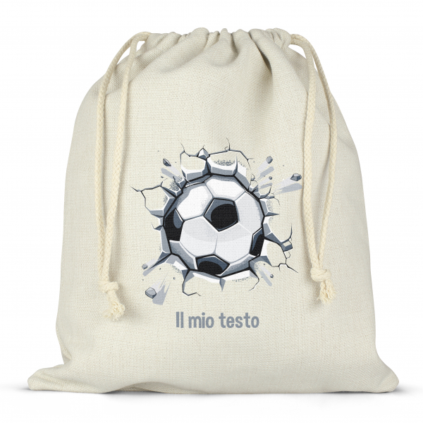 Borsa per contenitore porta-pranzo, con lacci, personalizzata - Pallone da calcio