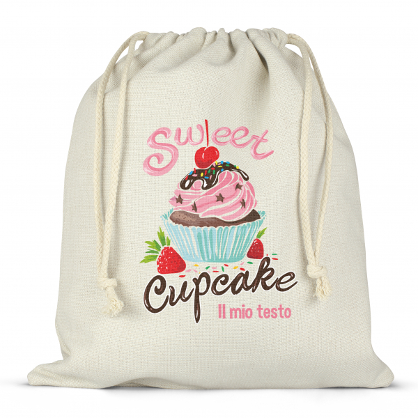 Borsa per contenitore porta-pranzo, con lacci, personalizzata - Sweet cupcake