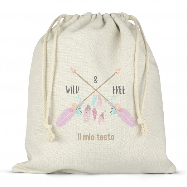 Borsa per contenitore porta-pranzo, con lacci, personalizzata - Wild & Free