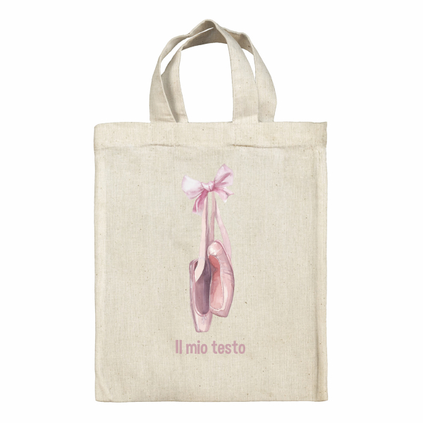 Borsa tote bag, contenitore porta-pranzo personalizzato - Ballerine, motivo: ballerine