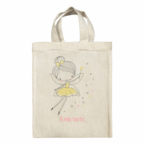 Borsa tote bag, contenitore porta-pranzo personalizzato - Fata stelle