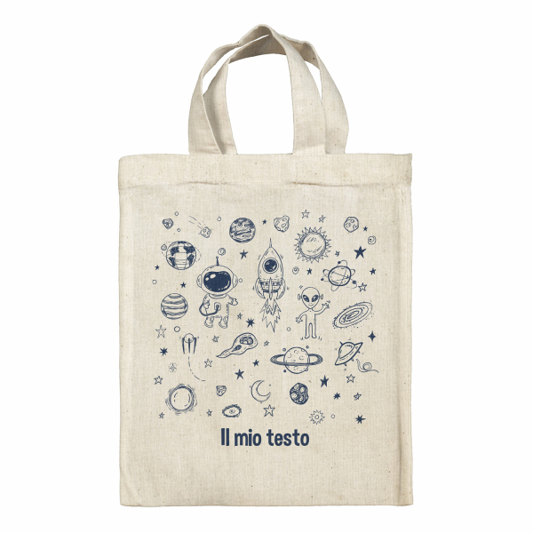 Borsa tote bag, contenitore porta-pranzo personalizzato - Galassia