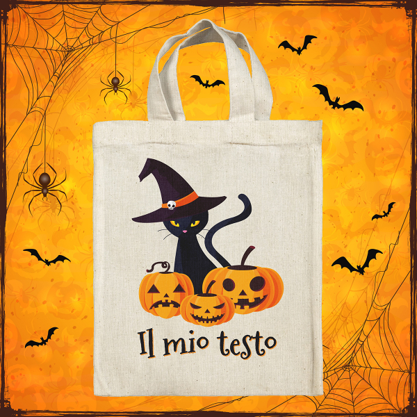 Borsa tote bag di Halloween personalizzata - Gatta strega