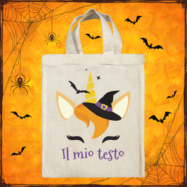 Borsa tote bag di Halloween personalizzata - Unicorno