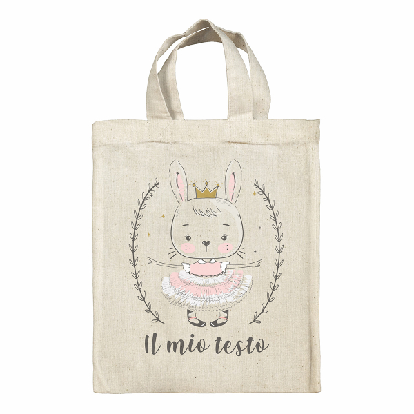 Borsa tote bag di Pasqua personalizzata - Coniglietta, ballerina