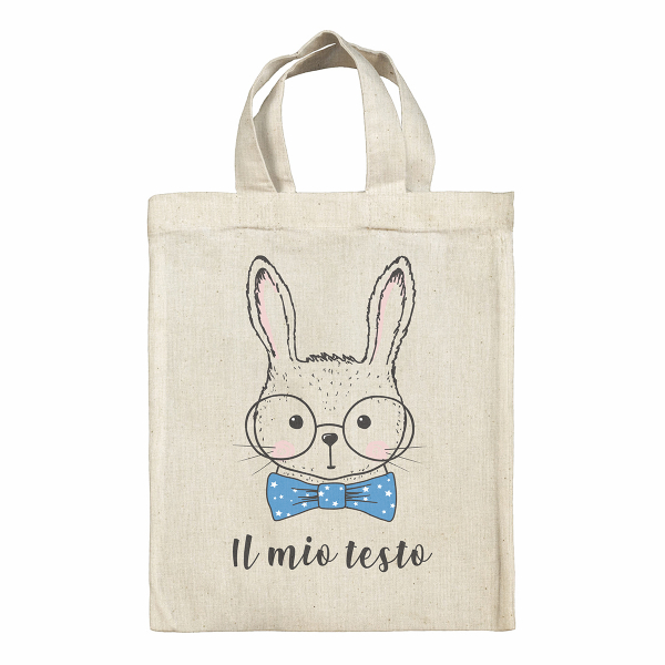 Borsa tote bag di Pasqua personalizzata - Coniglio, con occhiali