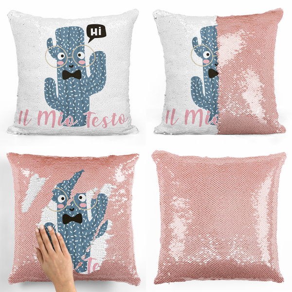 Cuscino con paillette, magico, personalizzato - Cactus