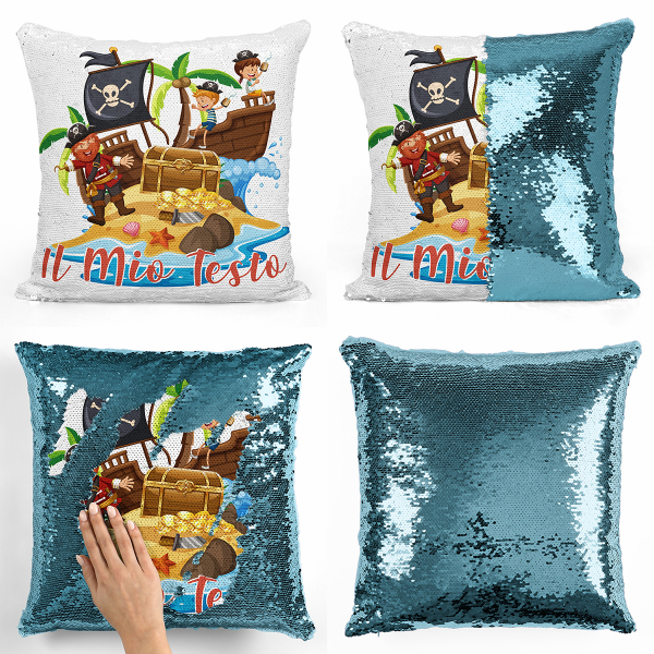 Cuscino con paillette, magico, personalizzato - Pirati