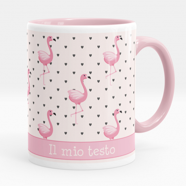 Tazza personalizzata - Fenicotteri rose, cuori