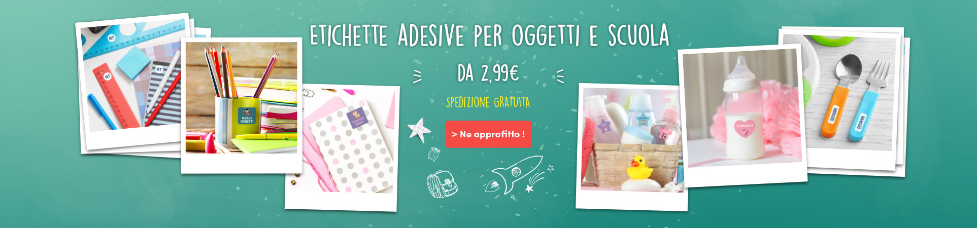 Etichette adesive per oggetti e scuola