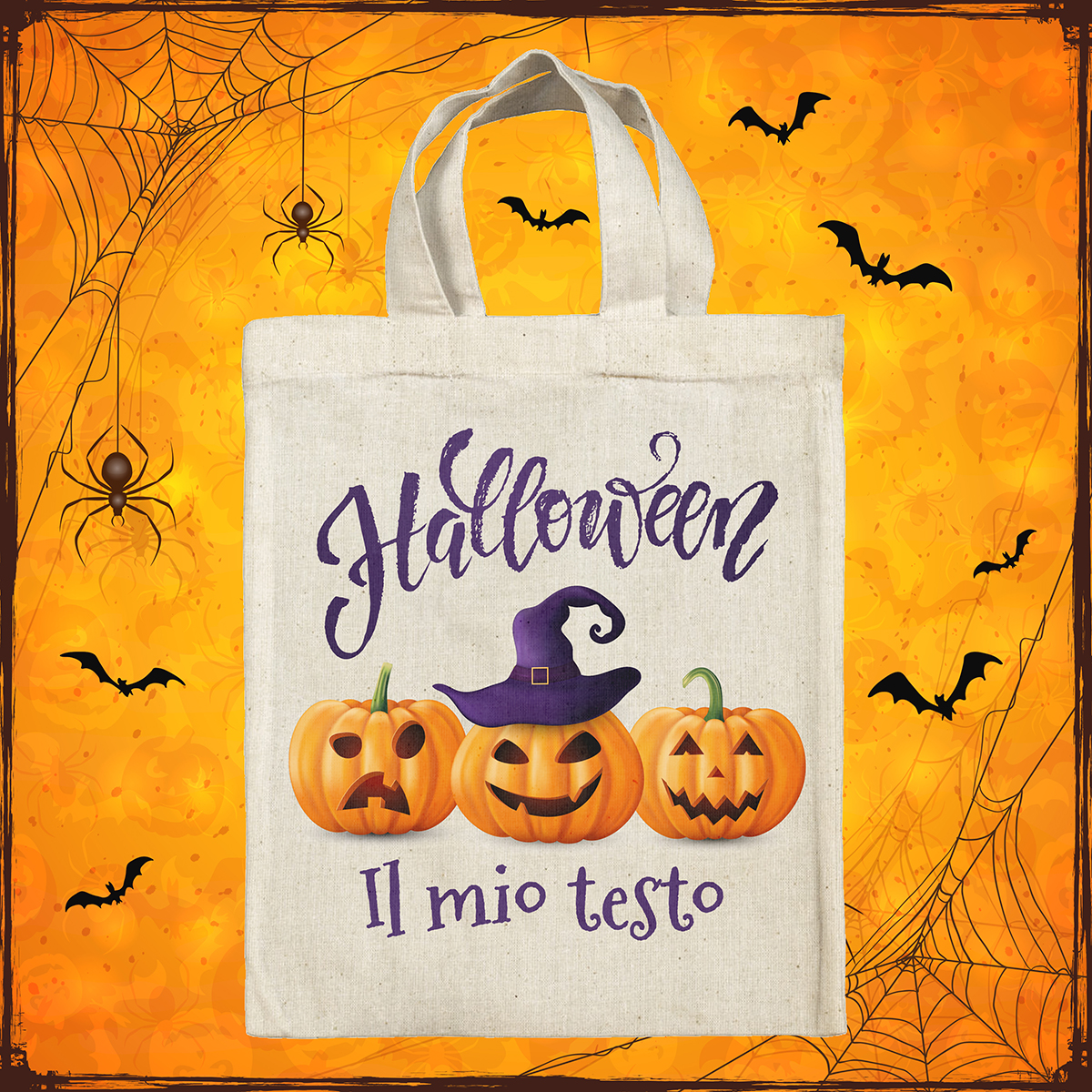 Etichette Folies : Borsa tote bag di Halloween personalizzata - Zucche