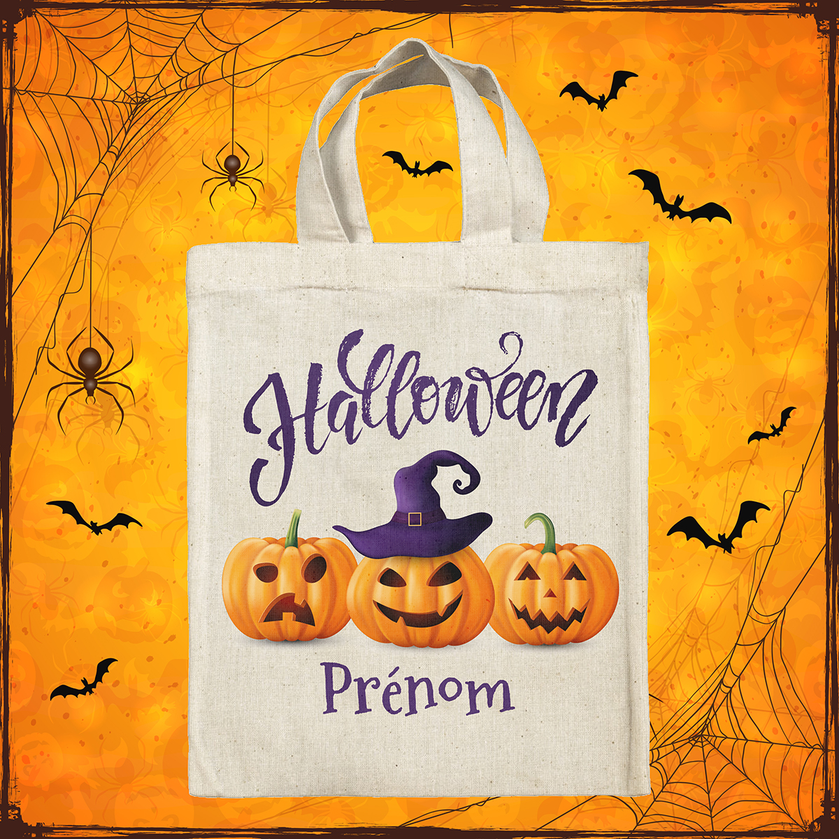 Etichette Folies : Borsa tote bag di Halloween personalizzata - Zucche