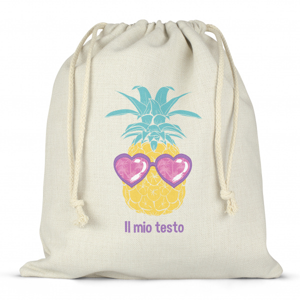 Borsa per contenitore porta-pranzo, con lacci, personalizzata - Ananas