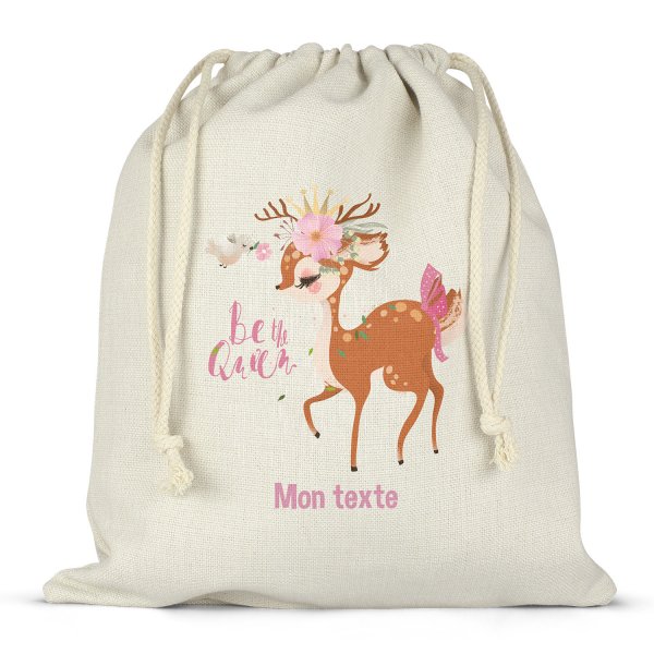 Borsa per contenitore porta-pranzo, con lacci, personalizzata - Cerbiatto, Be the Queen