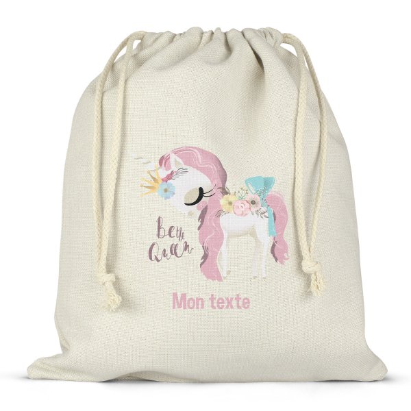 Borsa per contenitore porta-pranzo, con lacci, personalizzata - Unicorno, Be the Queen