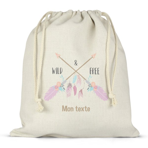 Borsa per contenitore porta-pranzo, con lacci, personalizzata - Wild & Free