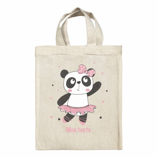 Borsa tote bag, contenitore porta-pranzo personalizzato - Ballerina, panda