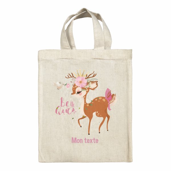 Borsa tote bag, contenitore porta-pranzo personalizzato - Cerbiatto, Be the Queen
