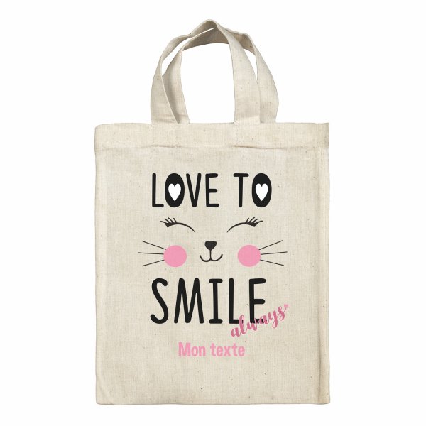Borsa tote bag, contenitore porta-pranzo personalizzato - Love to smile always