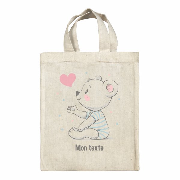 Borsa tote bag, contenitore porta-pranzo personalizzato - Orsacchiotto, cuore