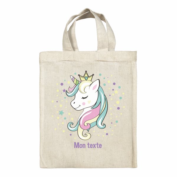 Borsa tote bag, contenitore porta-pranzo personalizzato - Principessa, unicorno