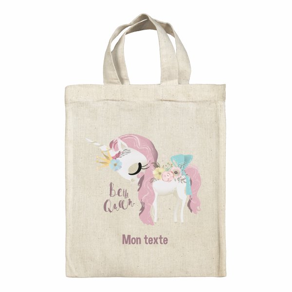 Borsa tote bag, contenitore porta-pranzo personalizzato - Unicorno, Be the Queen