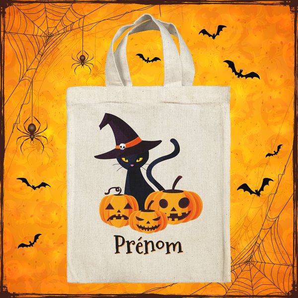 Borsa tote bag di Halloween personalizzata - Gatta strega