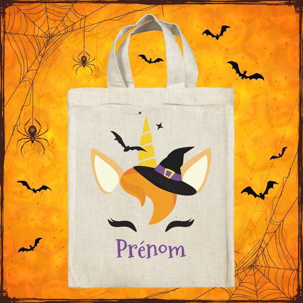 Borsa tote bag di Halloween personalizzata - Unicorno