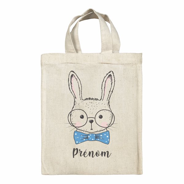 Borsa tote bag di Pasqua personalizzata - Coniglio, con occhiali