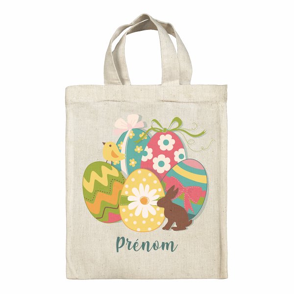 Borsa tote bag di Pasqua personalizzata - Coniglio, uova