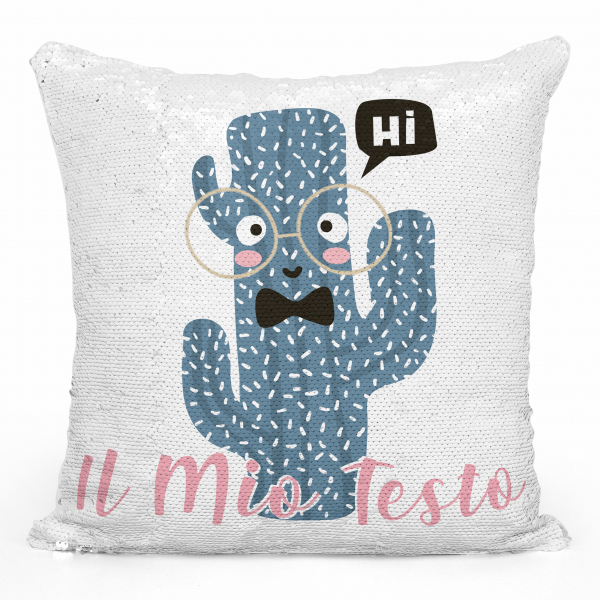 Cuscino con paillette, magico, personalizzato - Cactus