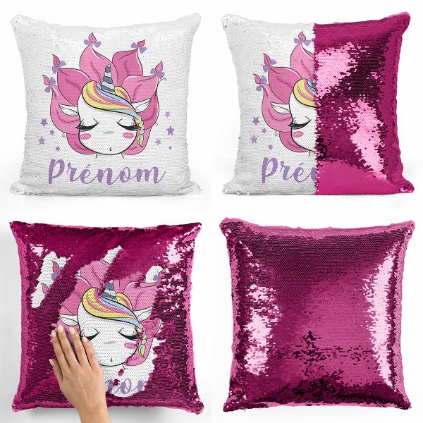 Cuscino con paillette, magico, personalizzato - Unicorno, stelle