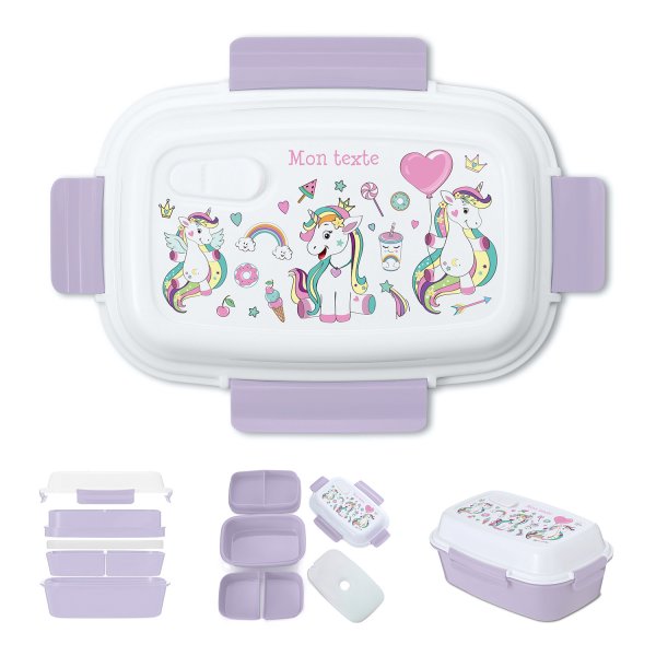 Lunch box personalizzata - 3 Unicorni