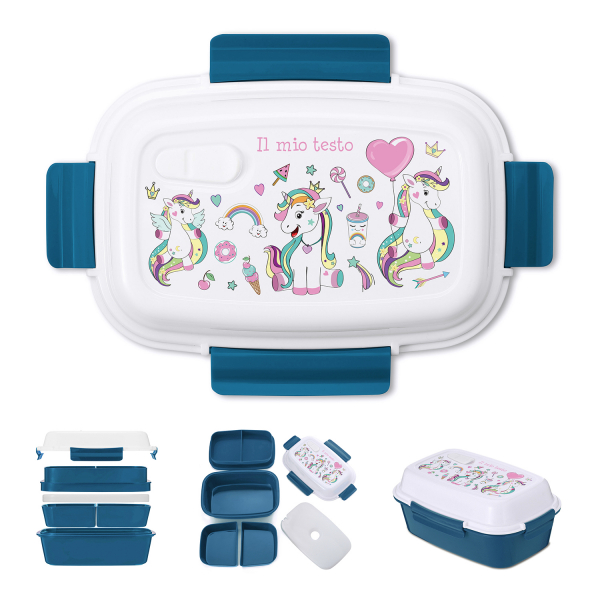 Lunch box personalizzata - 3 Unicorni