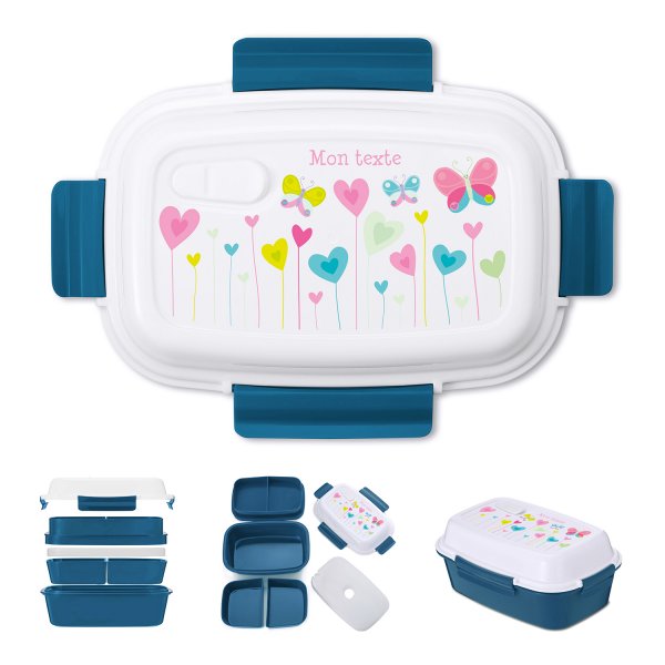 Lunch box personalizzata - Fiori, cuori, farfalle