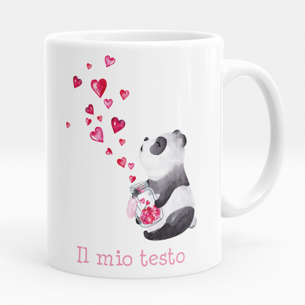 Tazza personalizzata - Panda, cuori